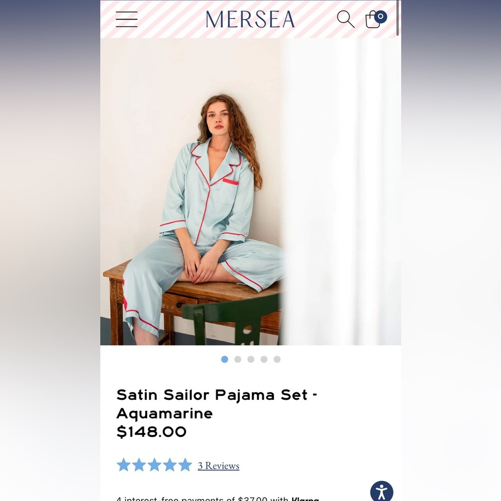 MERSEA NWT Satin Sailor Pajamas Size S